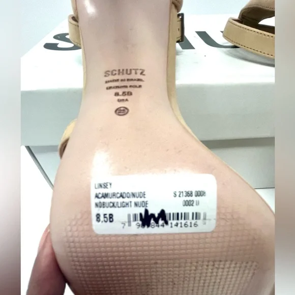 SCHUTZ Linsey Crystal-Embellished Nubuck Women's Open-Toe Heel Size 8.5 Like New - Picture 5 of 14